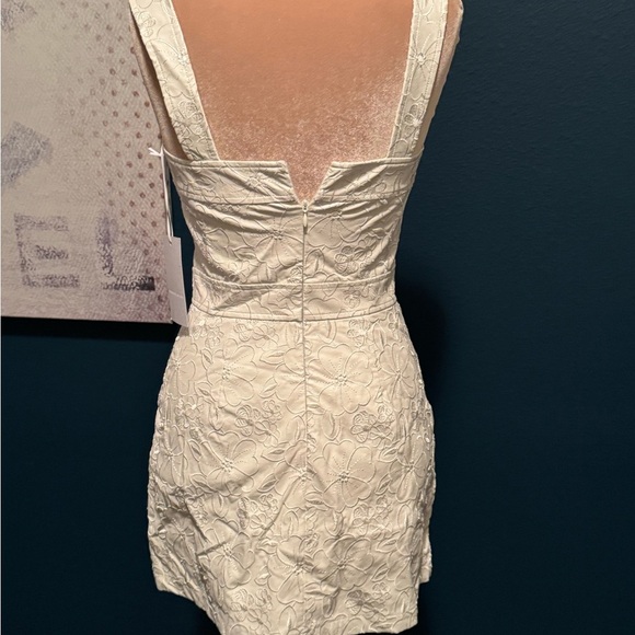 NWT Amanda Uprichard Floral Ace Dress Pockets Vegan Leather Ivory White Size S - Picture 5 of 6